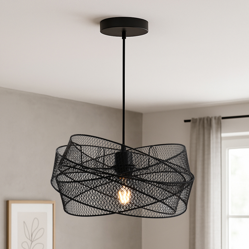 Industrialna lampa wisząca czarna, Diny