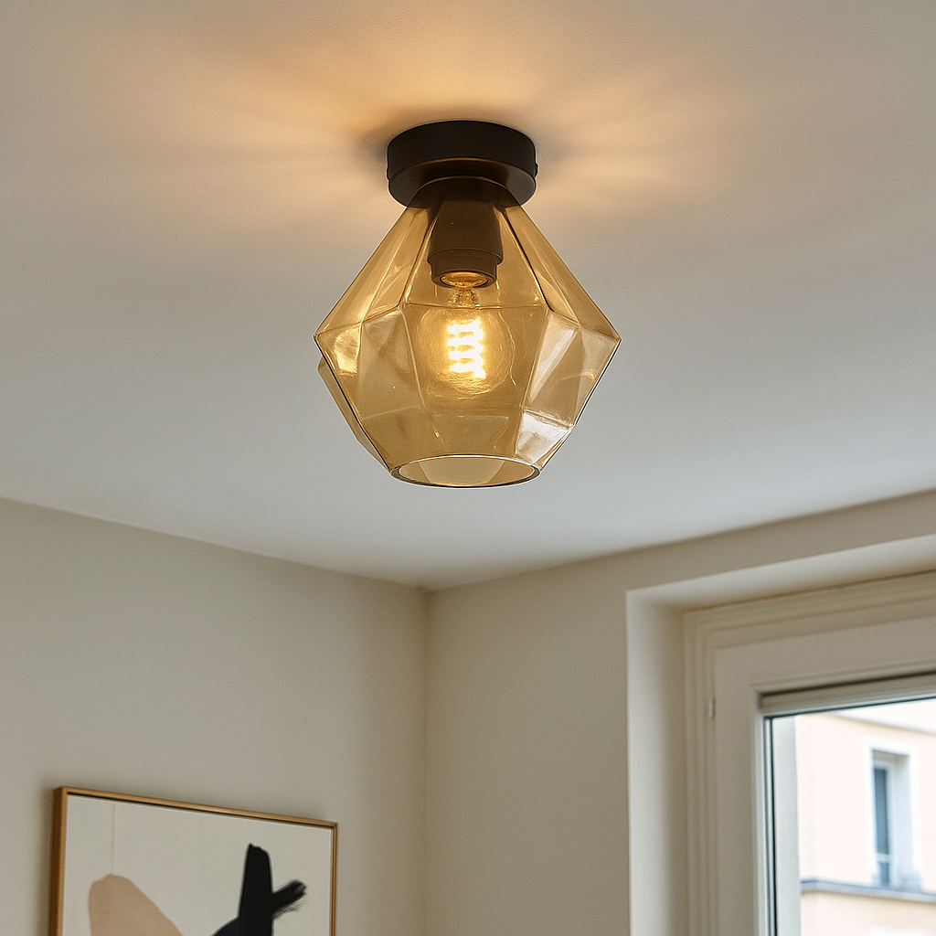 Retro lampa sufitowa bursztynowa, Anoek