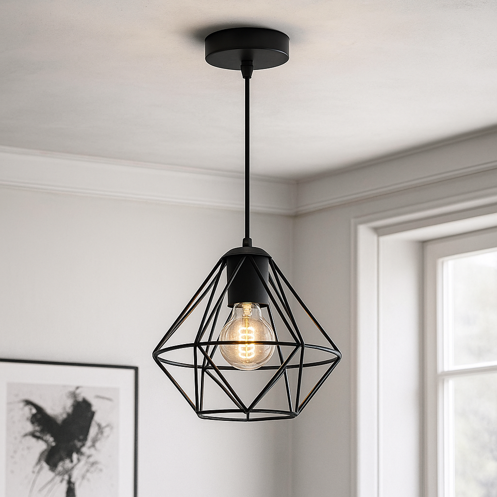 Industrialna lampa wisząca czarna, Jochem