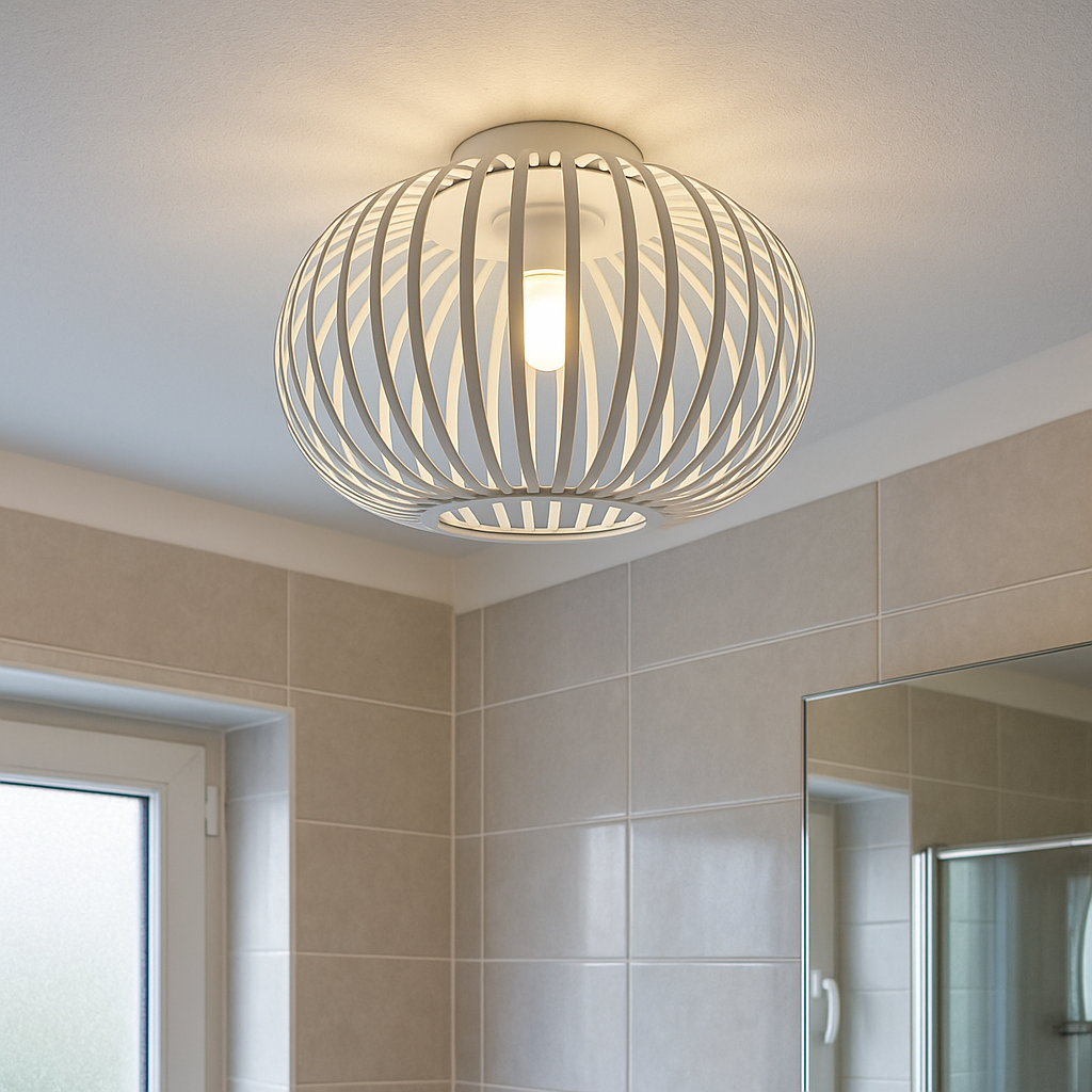 Industrialna lampa łazienkowa sufitowa biała, Lieve, IP44