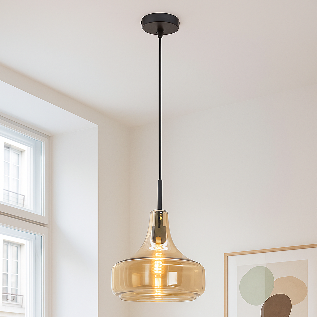 Nowoczesna lampa wisząca bursztynowa, Yael