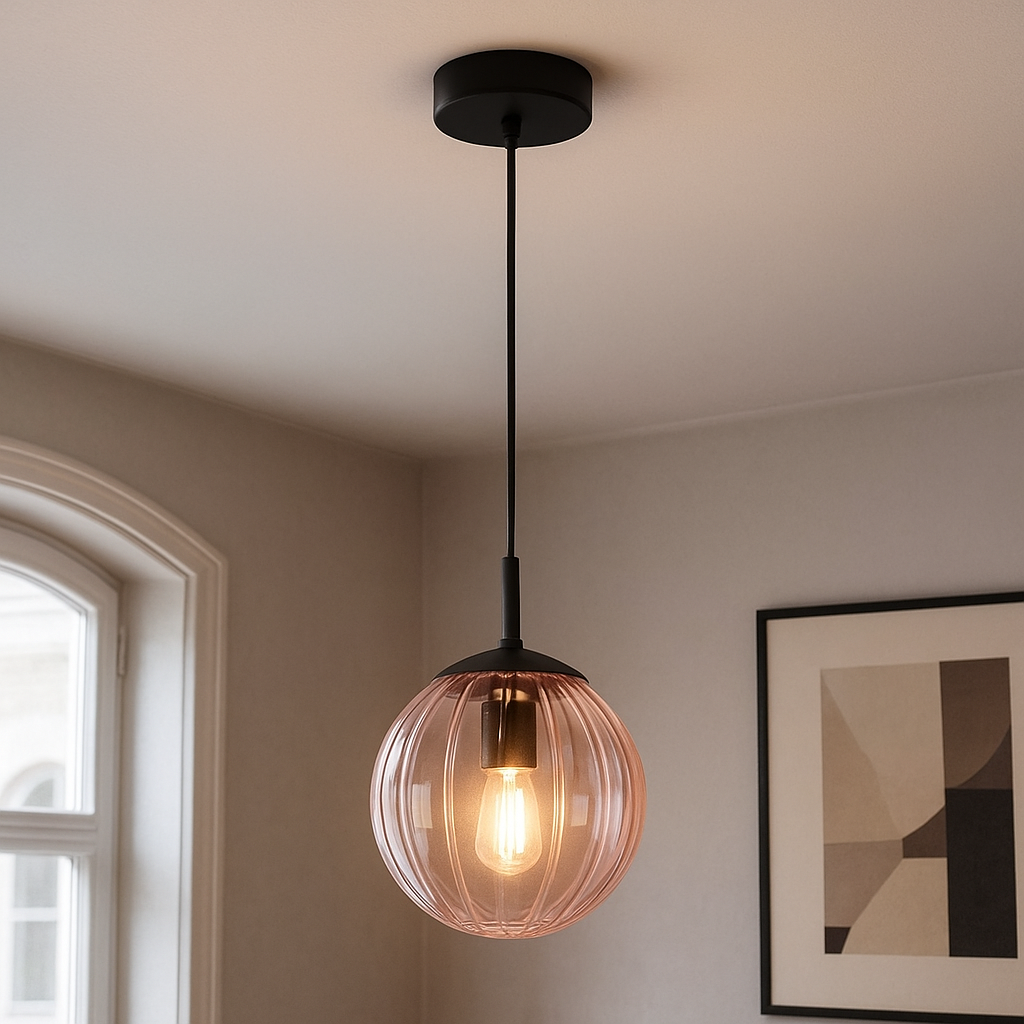 Retro lampa wisząca różowa, Rifka