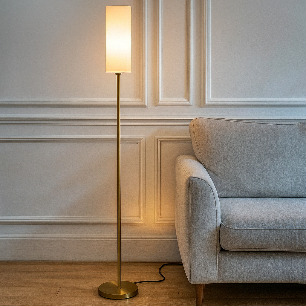 Nowoczesna lampa stojąca biała, Gaya, z przełącznik