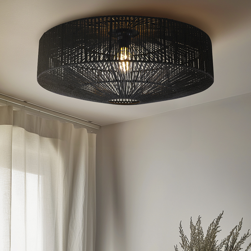Rustykalna lampa sufitowa czarna, Pippa
