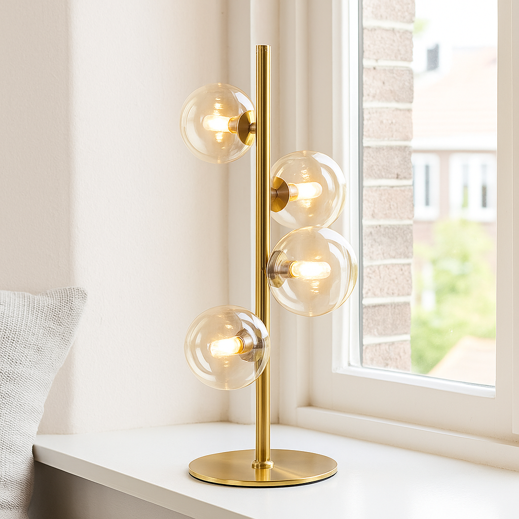 Design lampa stołowa przezroczysta, Remo, z przełącznik