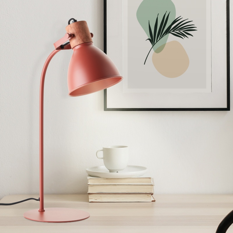 Rustykalna lampa stołowa czerwona, Thalina, z przełącznik