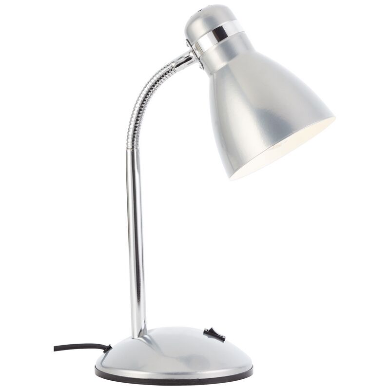 Plastikowa lampa biurkowa srebrna, Santana, z przełącznik
