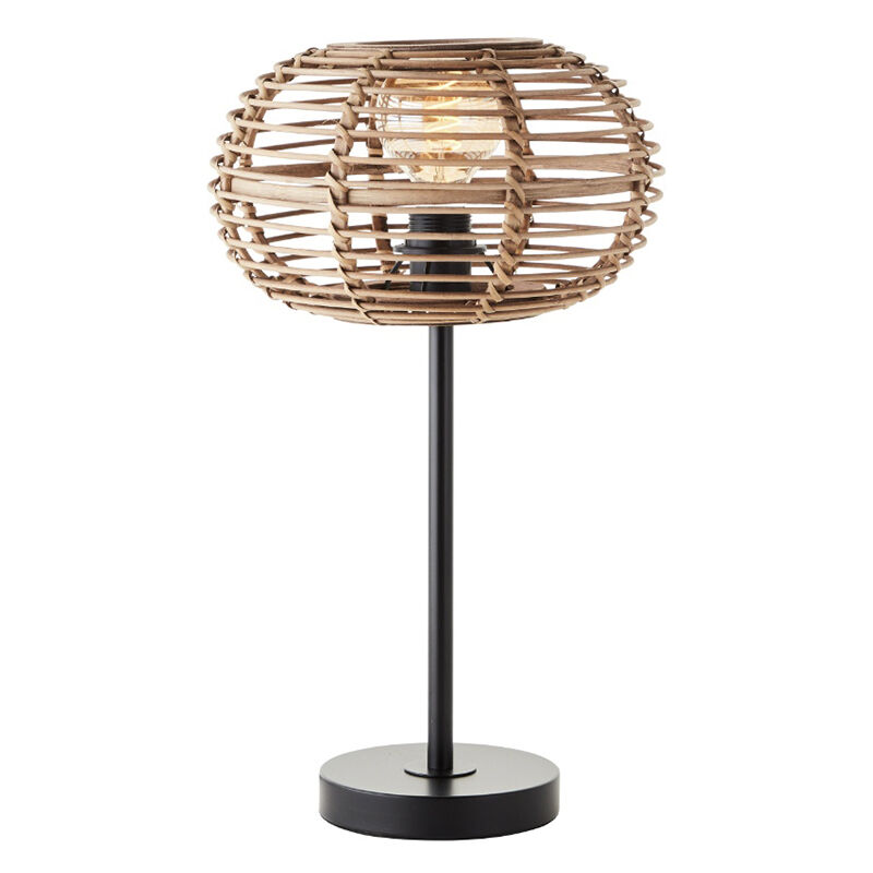 Rattanowa lampa stołowa brązowa, Sevim, z przełącznik