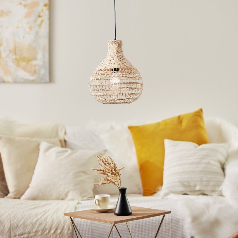Rattanowa lampa wisząca brązowa, Sian
