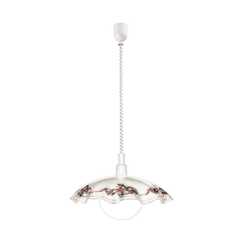 Szklana klasyczna lampa wisząca biała, Kaj