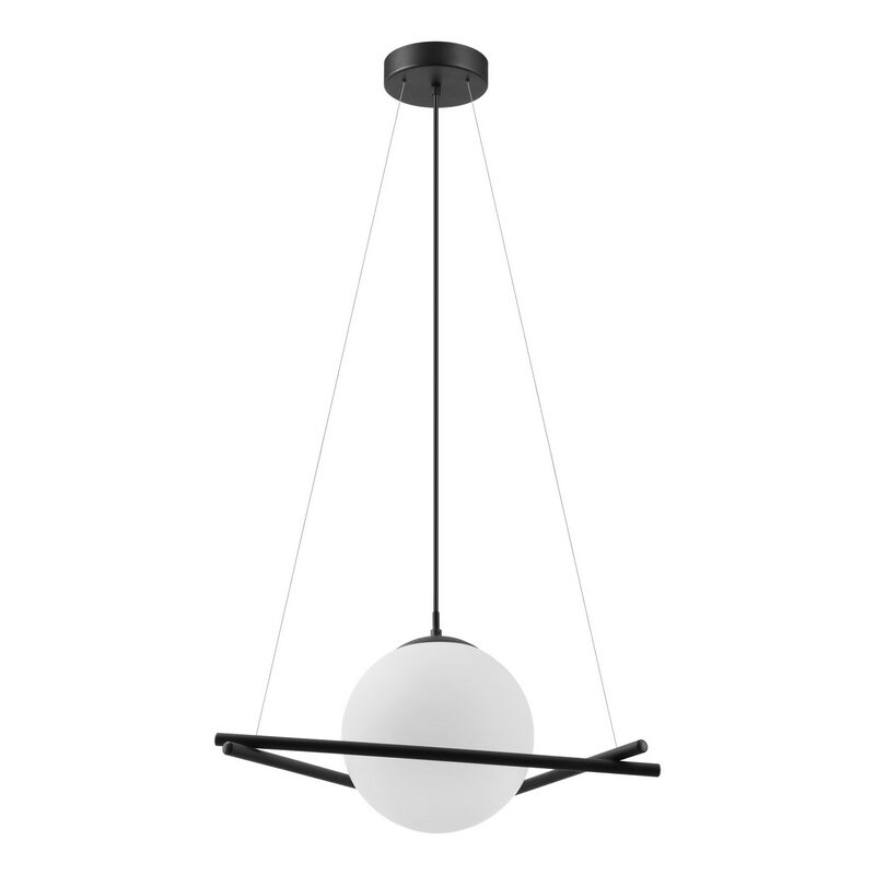 Szklana retro lampa wisząca czarna, Tjardo