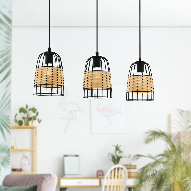 Rattanowa lampa wisząca brązowa, Guillaume
