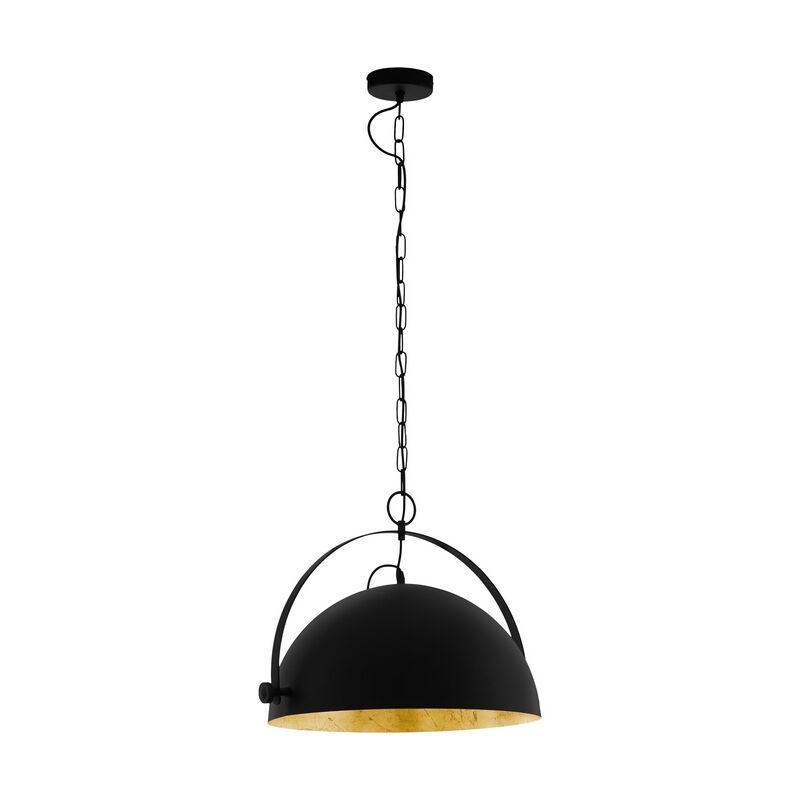 Stalowa industrialna lampa wisząca półkula czarna, Nickolas