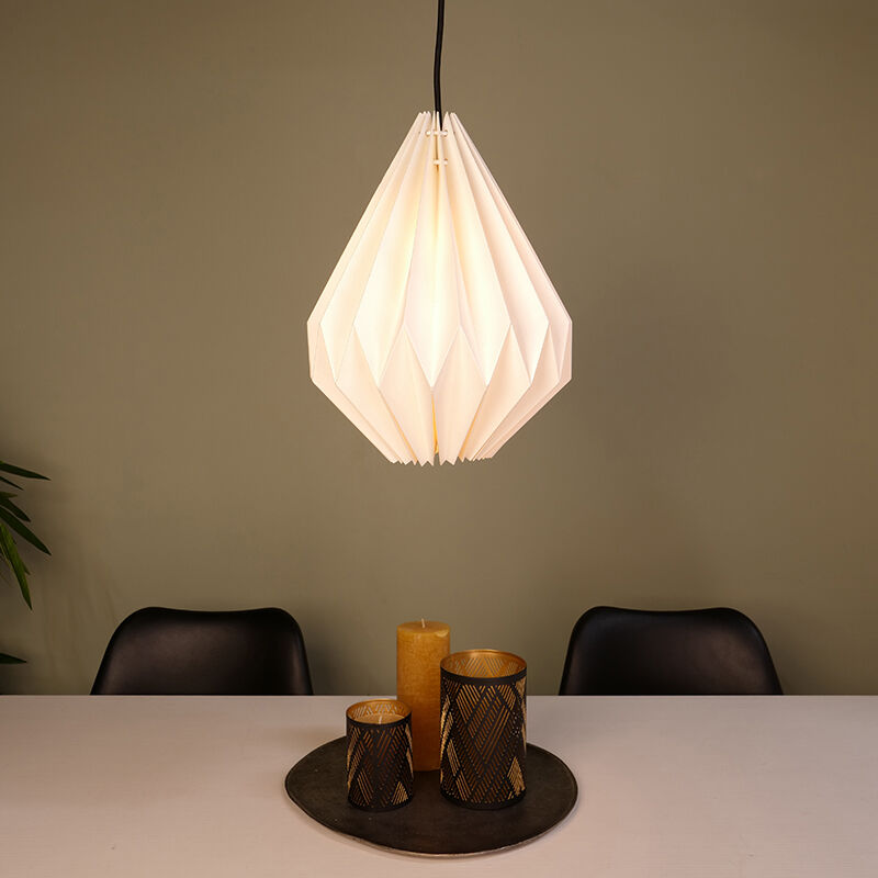 Papierowa lampa wisząca biała, Leco