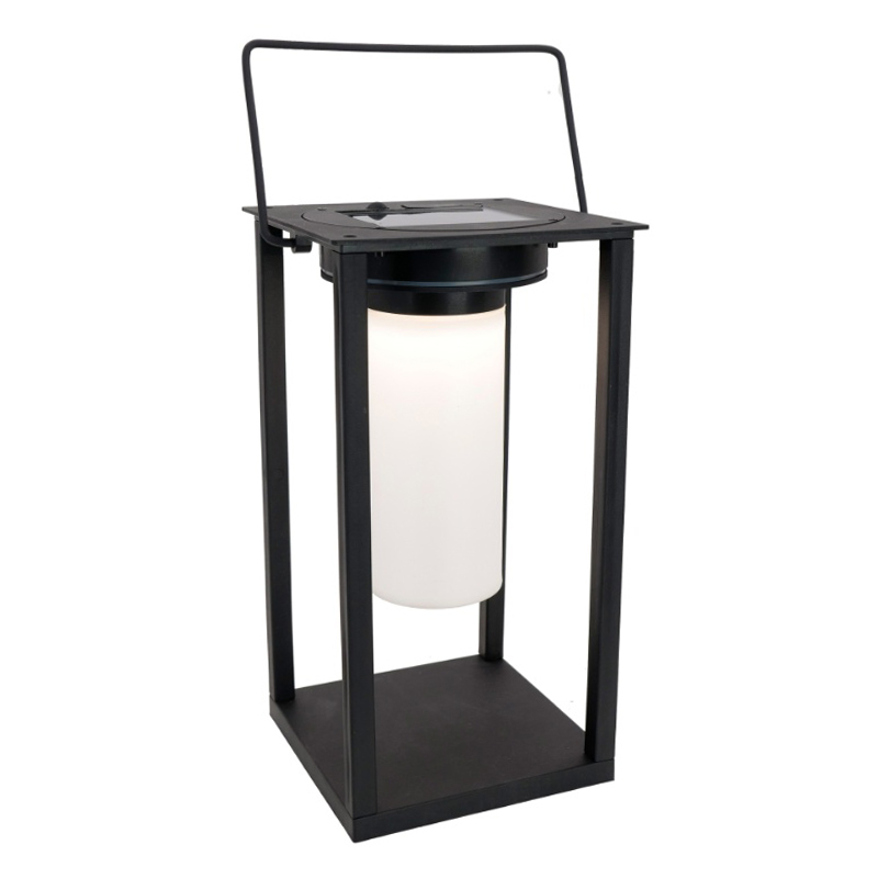 Plastikowa lampa solarna stołowa czarna, Hillebrand, 3,3W, 4000K LED, IP54, z przełącznik