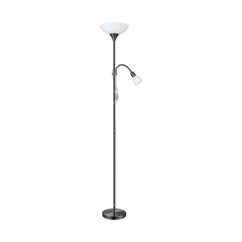 Plastikowa lampa do czytania stojąca niklowa, Burgo, z przełącznik
