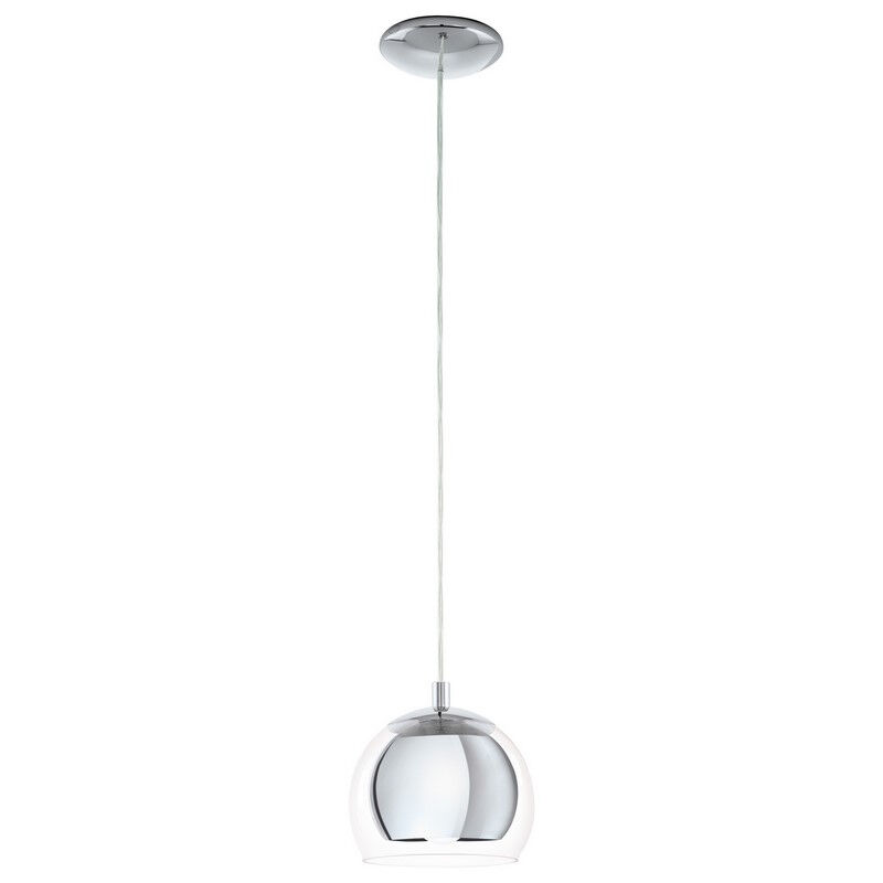 Szklana design lampa wisząca chromowana, Iroma