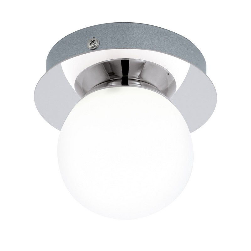 Szklana nowoczesna lampa sufitowa chromowana, Escha, 3W, 3000K LED, IP44