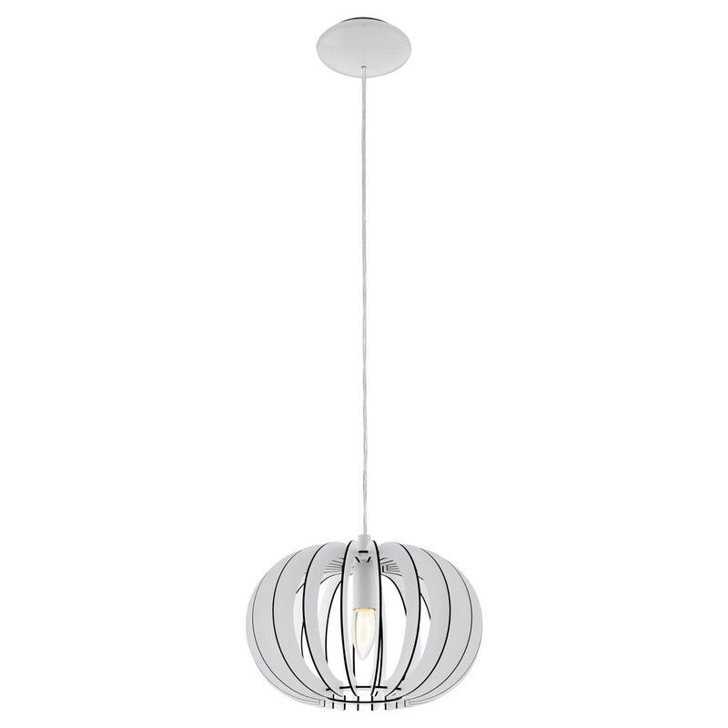 Drewniana rustykalna lampa wisząca biała, Kiran