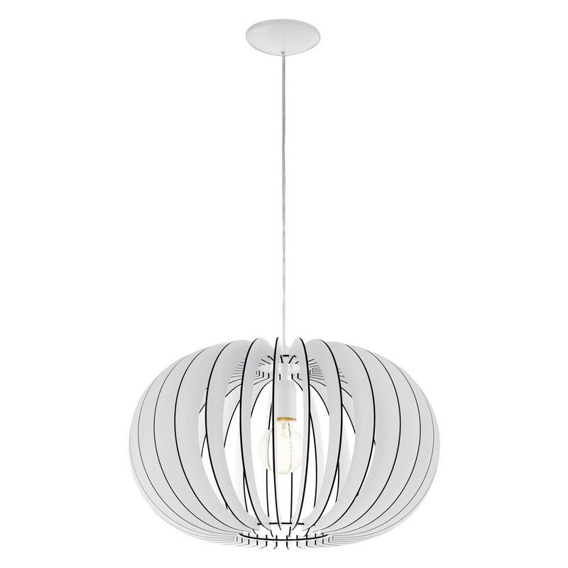 Drewniana rustykalna lampa wisząca biała, Kiran