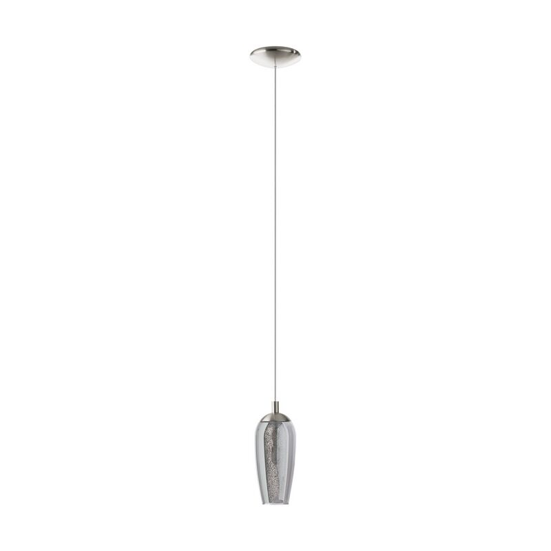 Szklana design lampa wisząca niklowa, Olcay