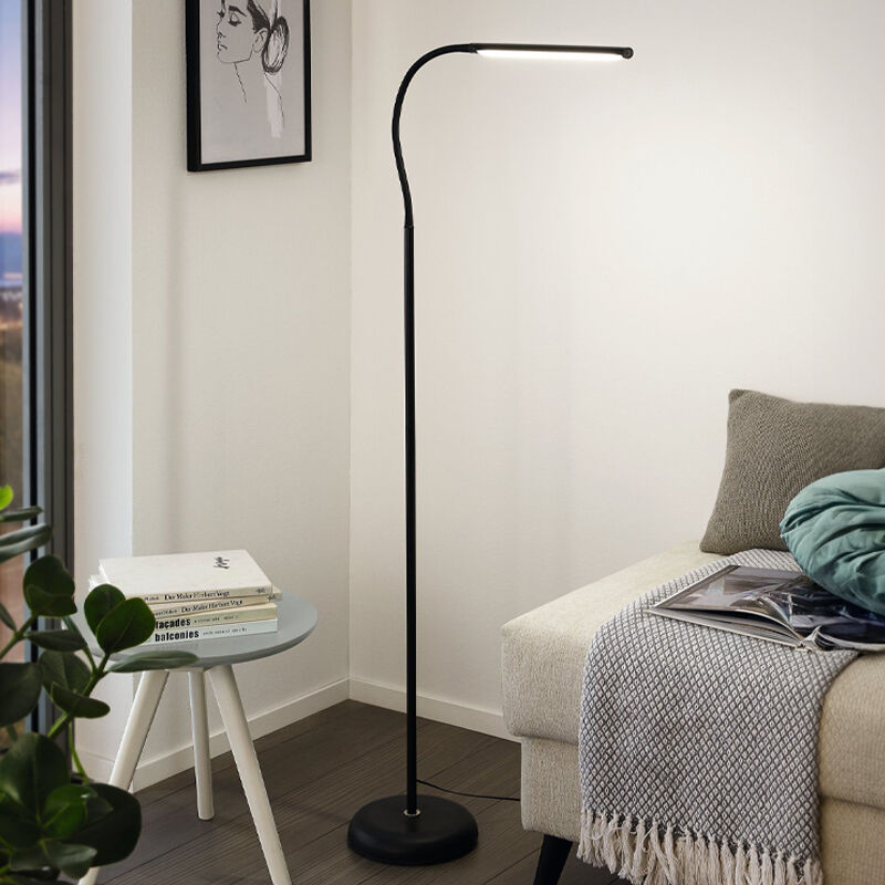 Plastikowa nowoczesna lampa stojąca czarna, Brennan, 5W, 4000K LED, z dotykowy ściemniacz