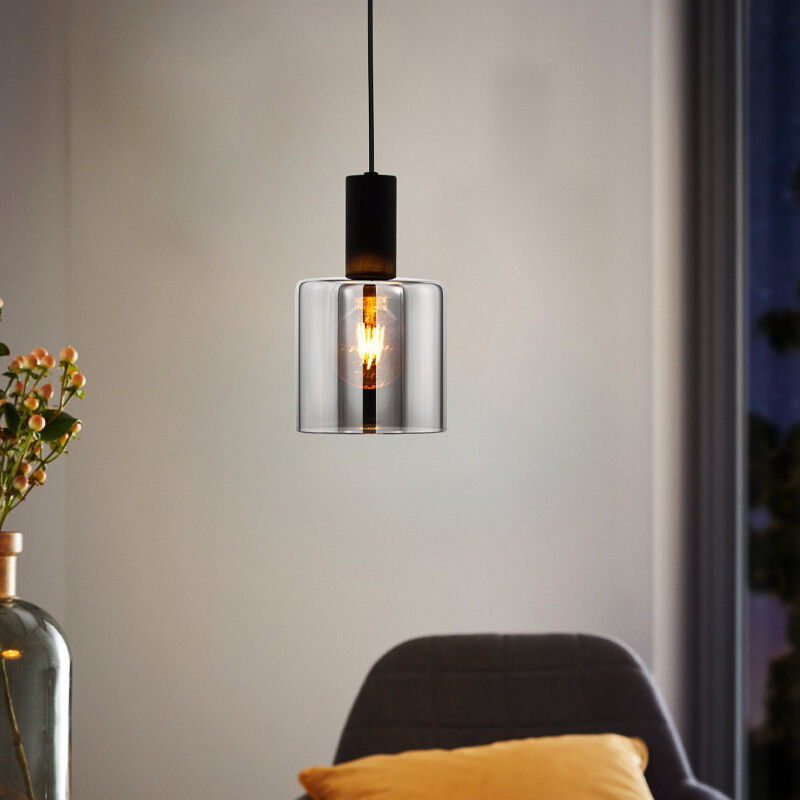 Szklana nowoczesna lampa wisząca szara, Paulina