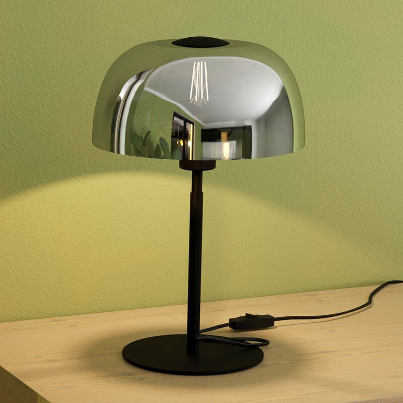 Szklana lampa stołowa czarna, Miam, z przełącznik