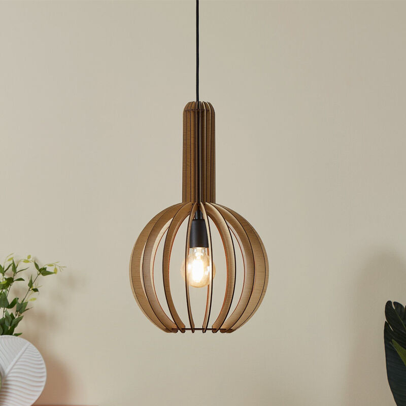 Drewniana lampa wisząca brązowa, Kenney