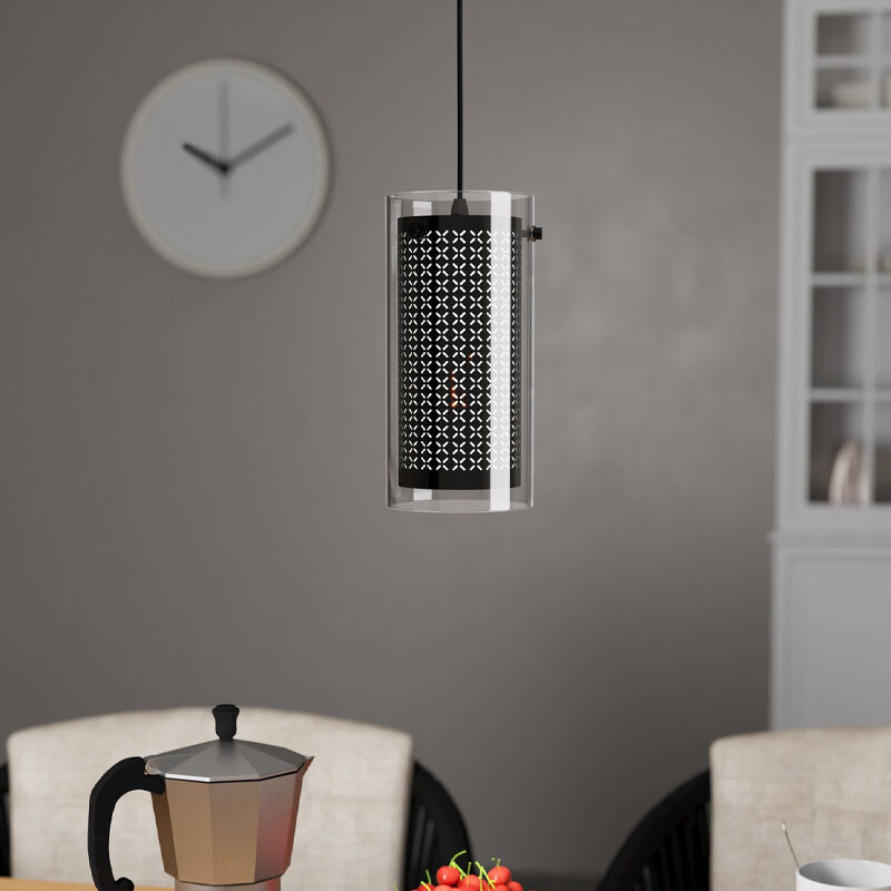 Tkanina design lampa wisząca czarna, Barceno