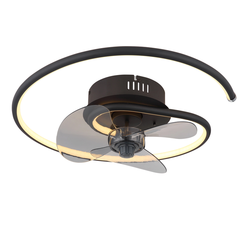 Metalowy design wentylator sufitowy czarny, Lein, 30W, regulowana ciepła do zimnej bieli LED, z pilot