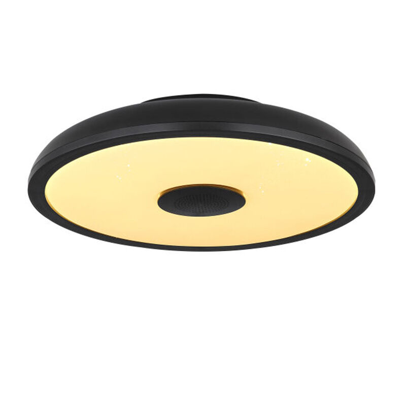 Plastikowy nowoczesny plafon sufitowy czarny, Musica, 18W, regulowany kolor LED, IP44, z pilot