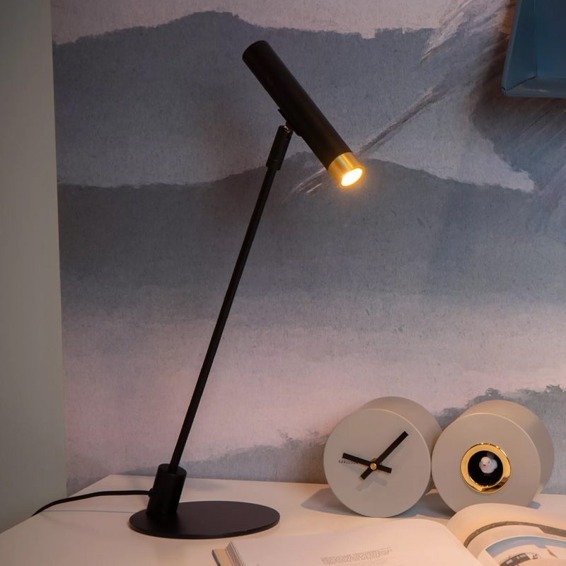 Czarna lampa stołowa nowoczesna, Alec, z przełącznik
