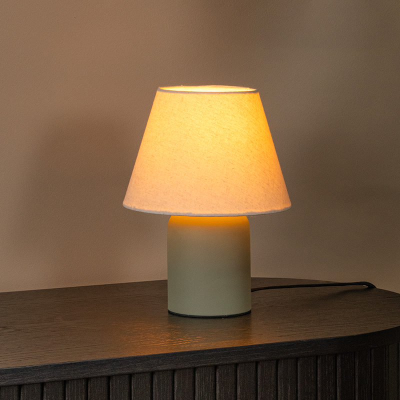 Ceramiczna lampa stołowa zielona, Macia, z przełącznik