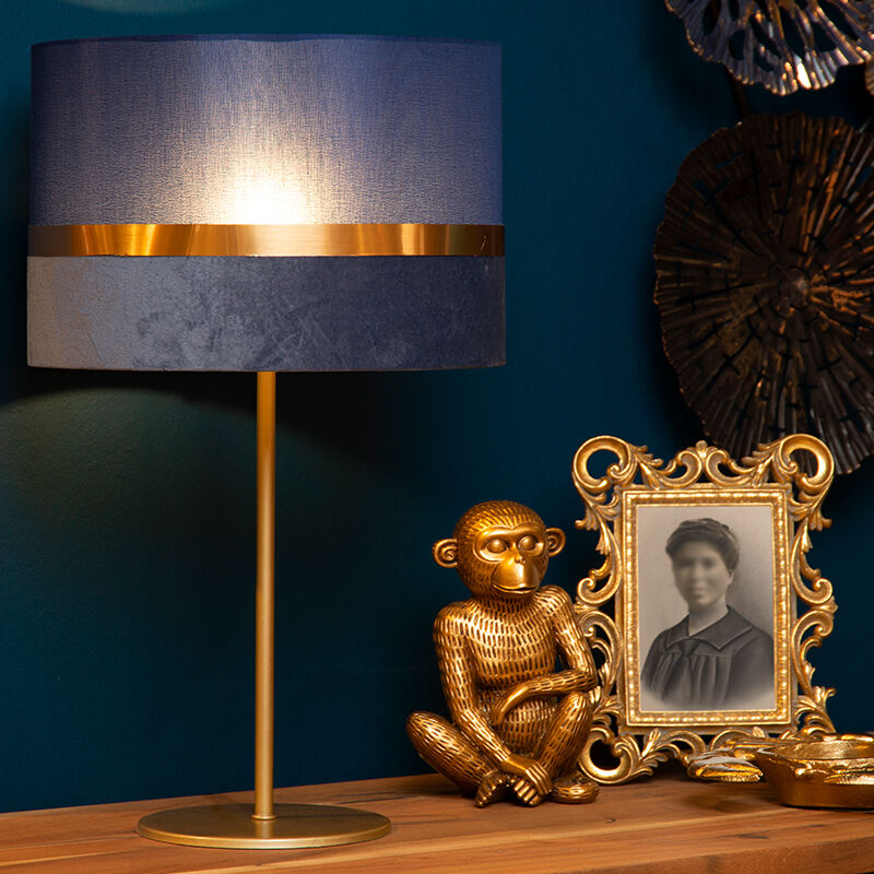 Niebieska lampa stołowa retro, Extravaganza Tusse, z przełącznik