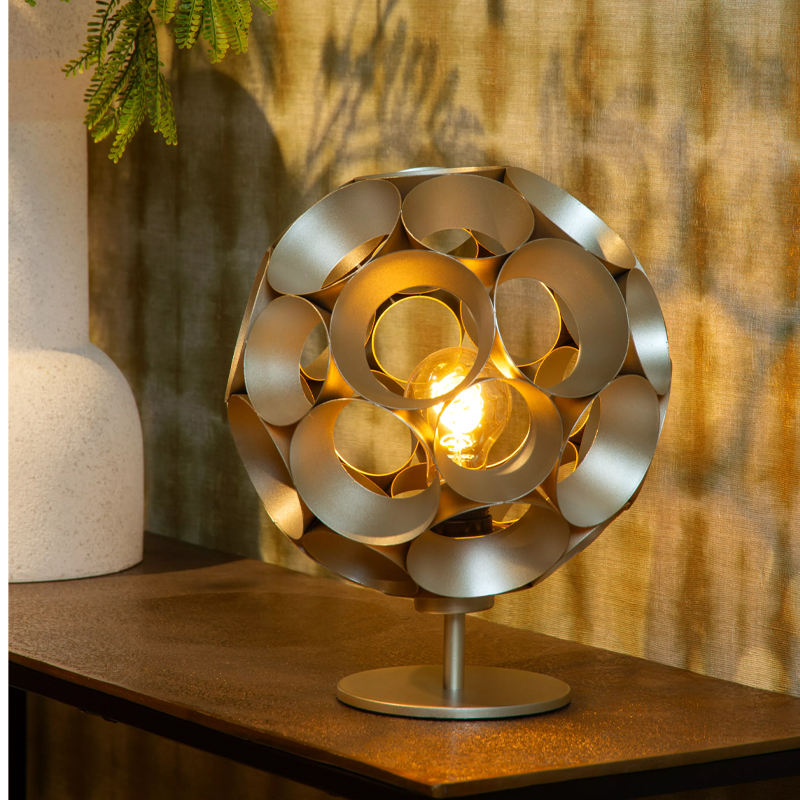 Złota lampa stołowa nowoczesna, Hannelore