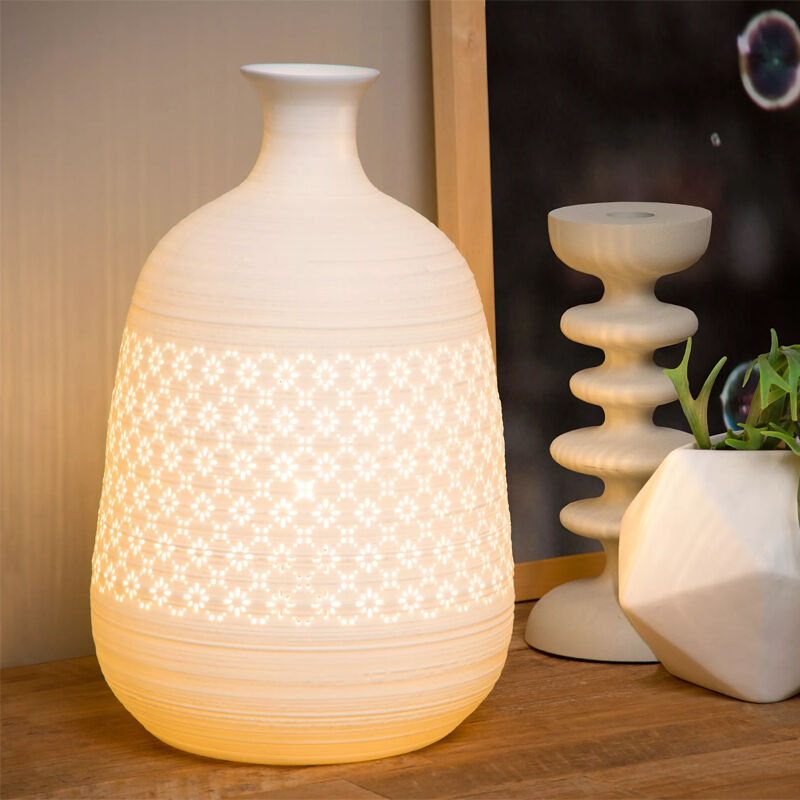 Biała lampa stołowa retro, Tiesse, z przełącznik