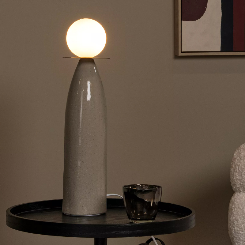 Ceramiczna lampa stołowa szara, Figaro, z przełącznik