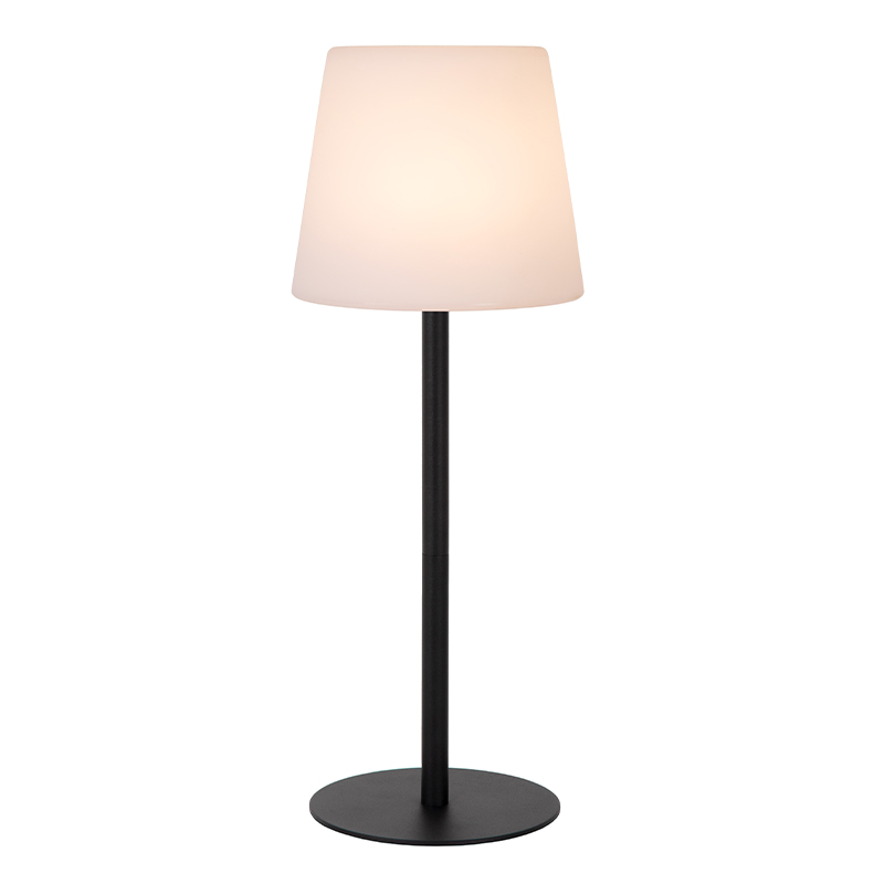 Czarna akumulatorowa lampa stołowa zewnętrzna nowoczesna, Tyon, 2W, 2700K LED, IP65, z dotykowy ściemniacz