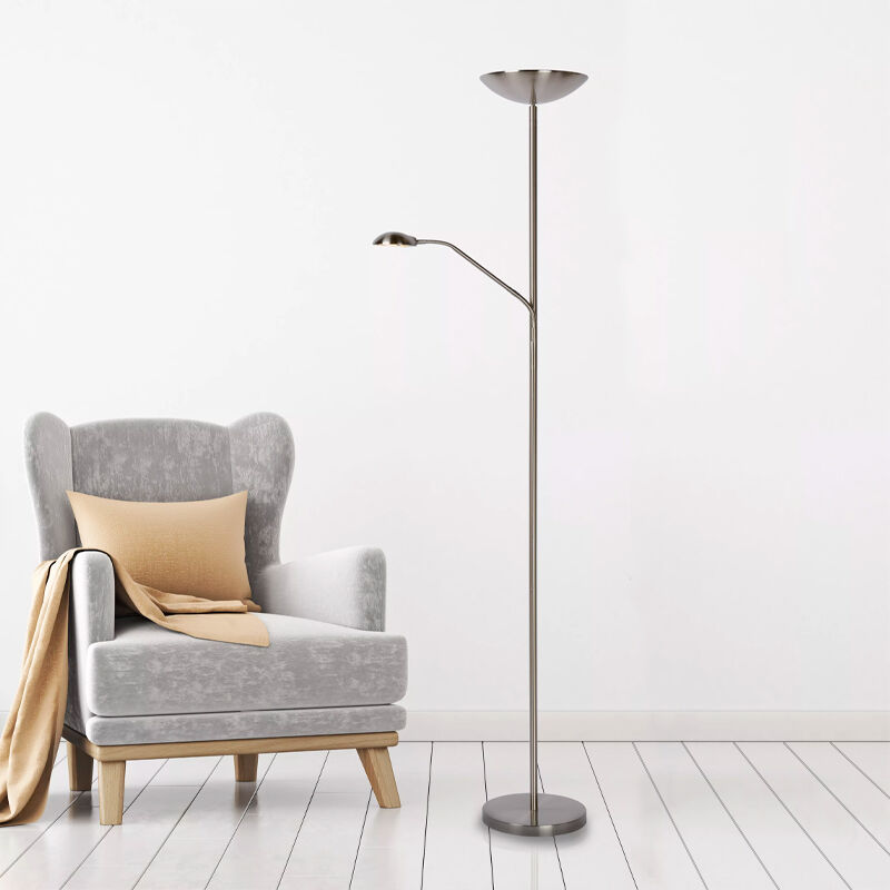 Chromowana lampa do czytania stojąca nowoczesna, Zenith, 20W, 3000K LED