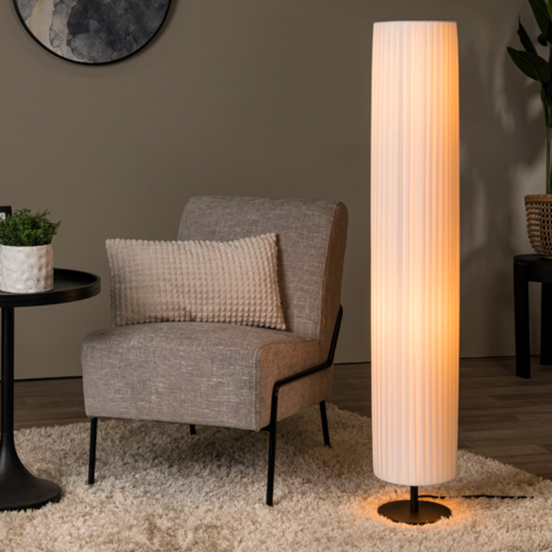 Biała lampa stojąca nowoczesna, Fold, z przełącznik