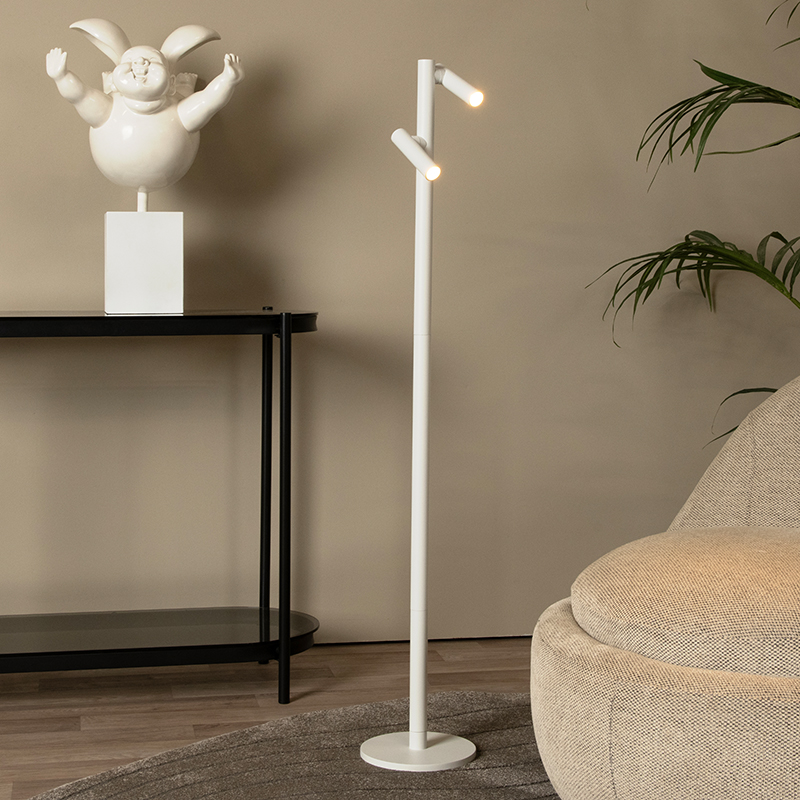 Biała lampa stojąca akumulatorowa nowoczesna, Antrim, 2,2W, 2700K LED, IP54, z dotykowy ściemniacz