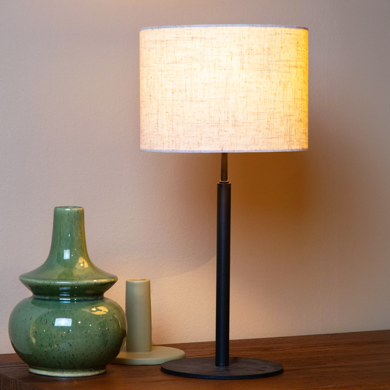 Beżowa lampa stołowa rustykalna, Maya, z przełącznik