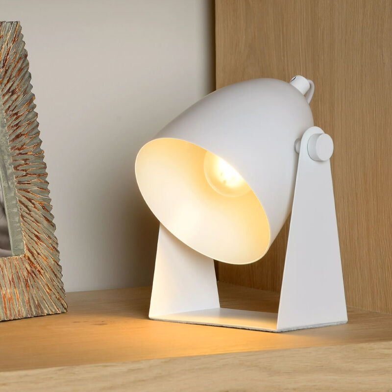 Biała lampa stołowa nowoczesna, Chago, z przełącznik