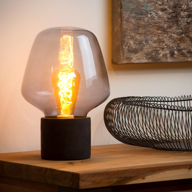 Betonowa lampa stołowa szara, Becky, z przełącznik