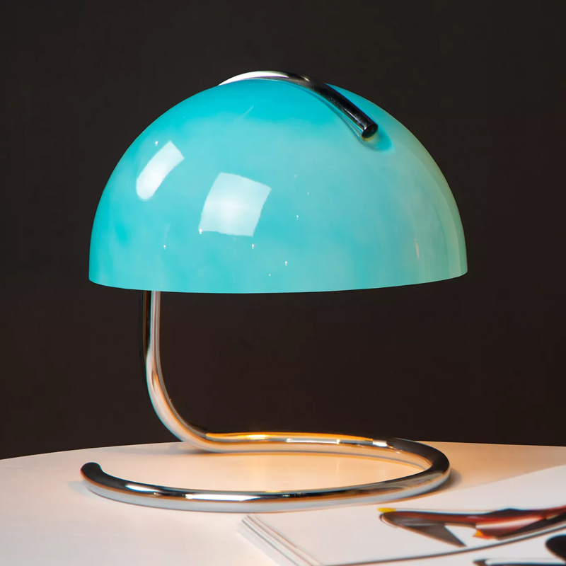 Niebieska lampa stołowa retro, Cato, z przełącznik