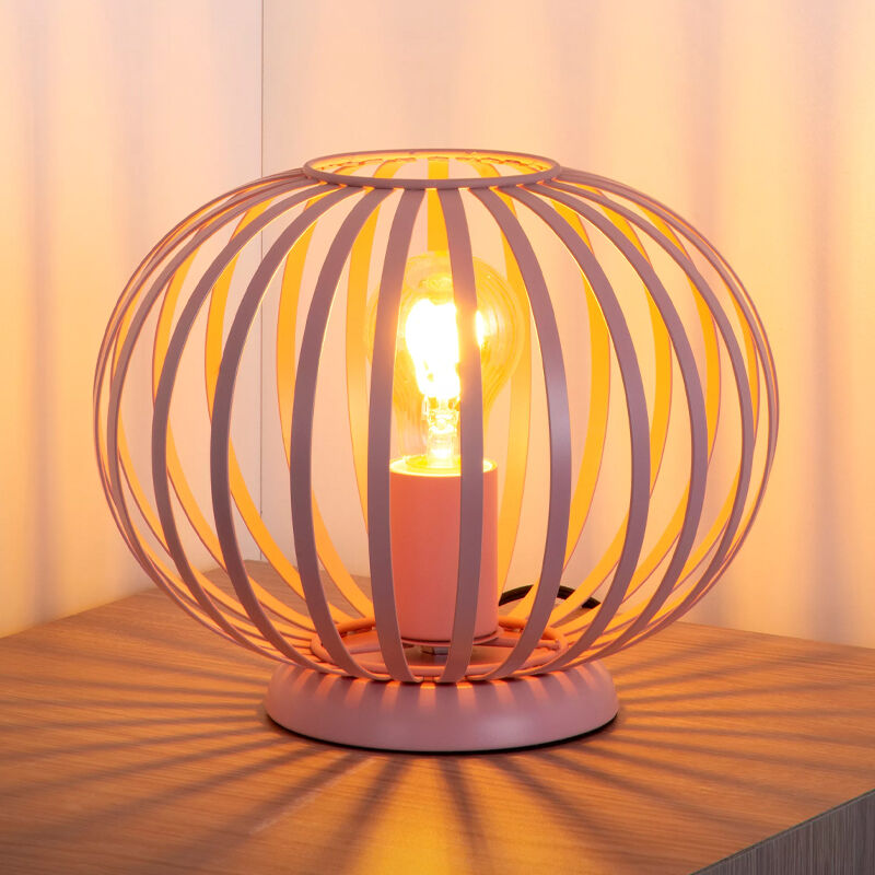 Różowa lampa stołowa nowoczesna, Merlina, z przełącznik