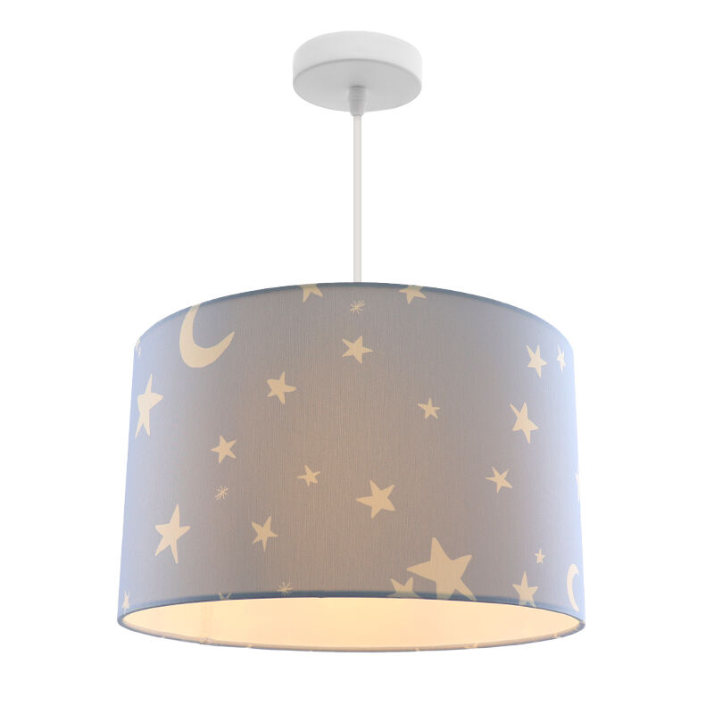 Tkanina lampa wisząca dla dzieci niebieska, Stars