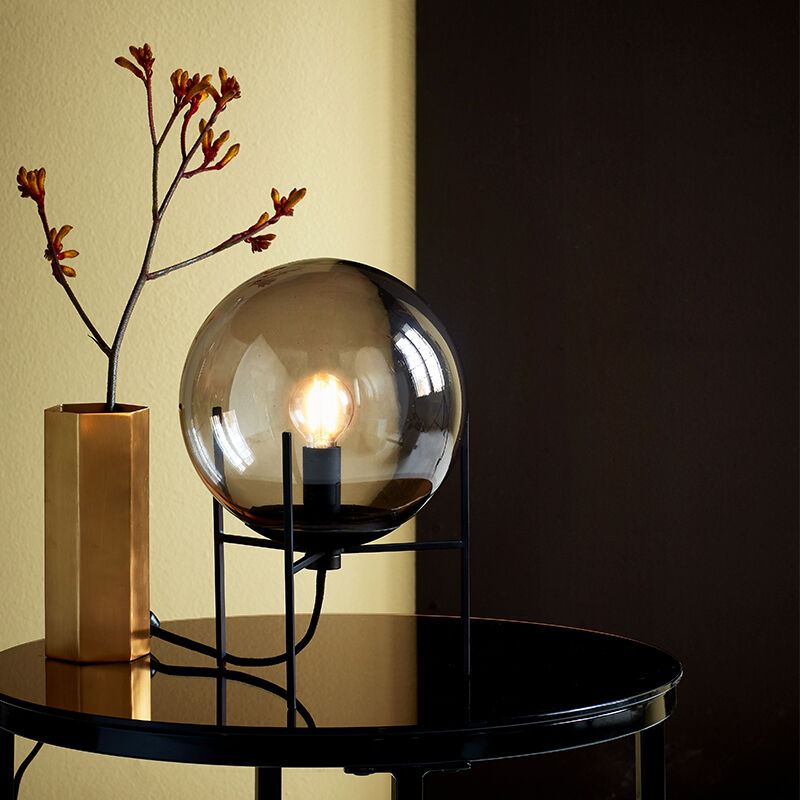 Czarna lampa stolowa design, Alton, z przelacznik