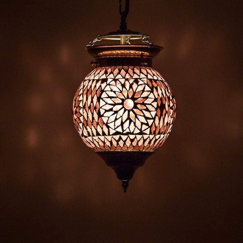 Mozaikowa orientalna lampa wisząca fioletowa, Nisrin